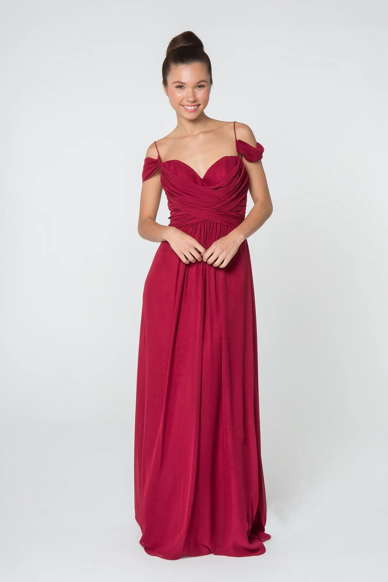 Chiffon Ruched Sweetheart Long Dress by Tux-USA