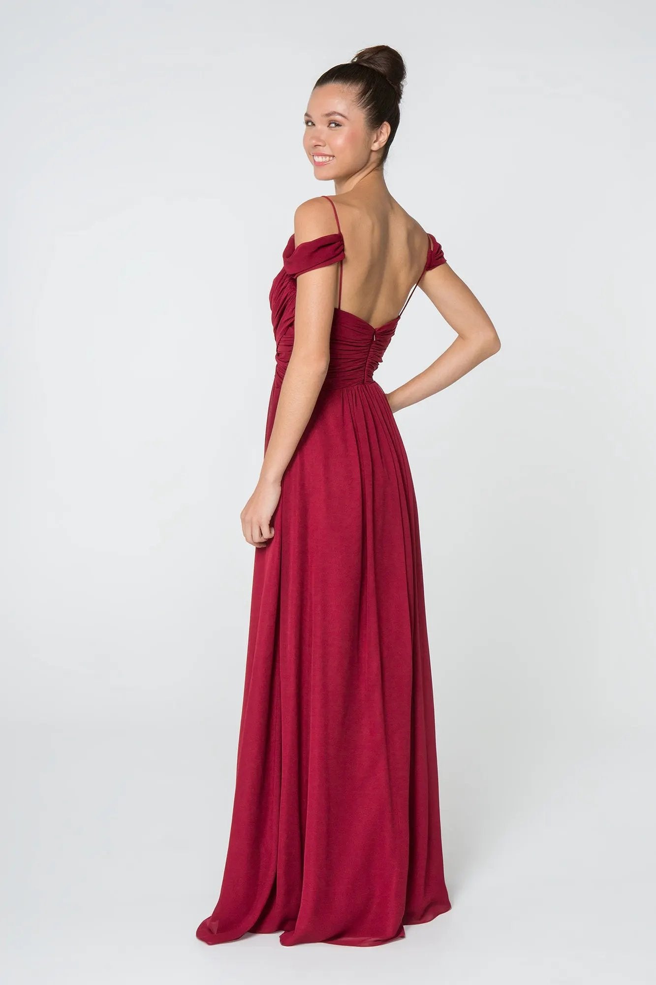 Chiffon Ruched Sweetheart Long Dress by Tux-USA