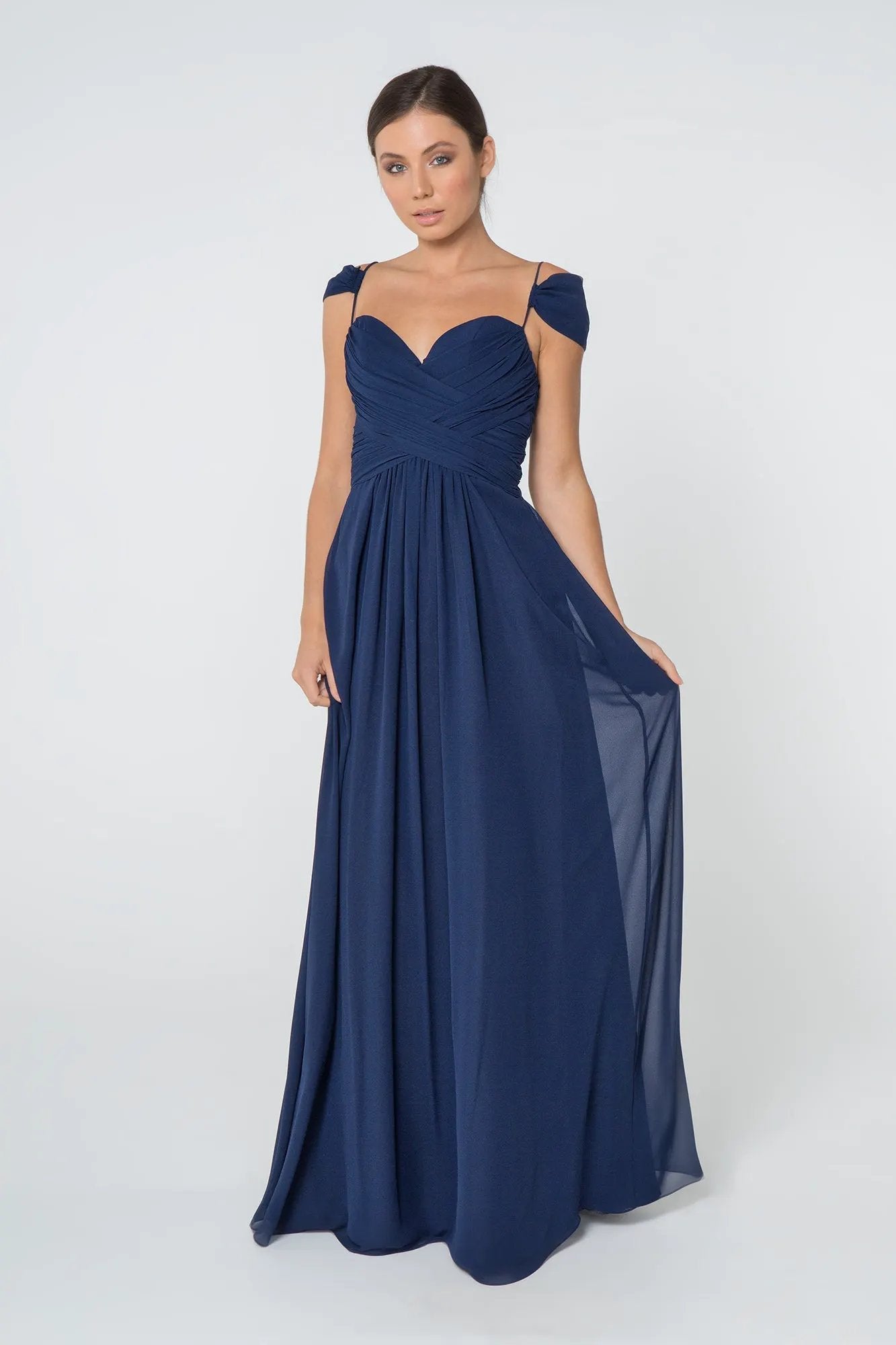 Chiffon Ruched Sweetheart Long Dress by Tux-USA