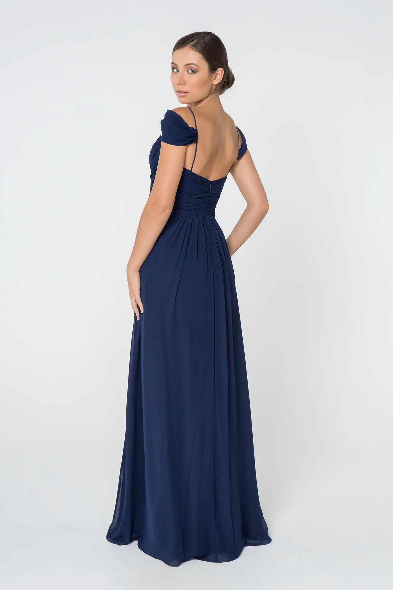 Chiffon Ruched Sweetheart Long Dress by Tux-USA