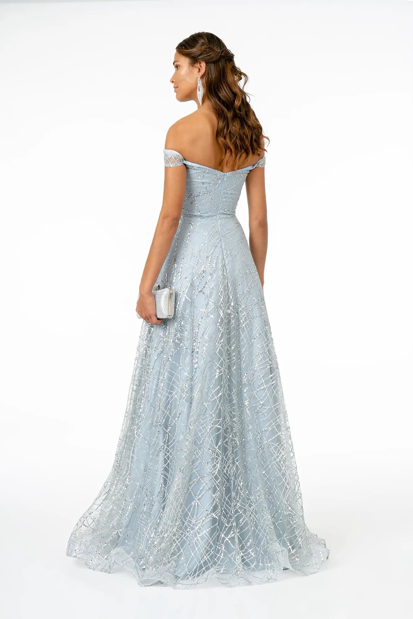 Floral Embroidery Glitter & Sequin Mesh A-Line Dress by Tux-USA