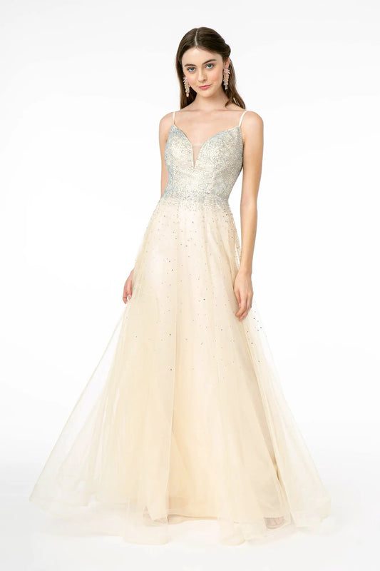 Ravishing Bead Embellished Plunging Neck Long Dress from Elizabeth K by Tux-USA