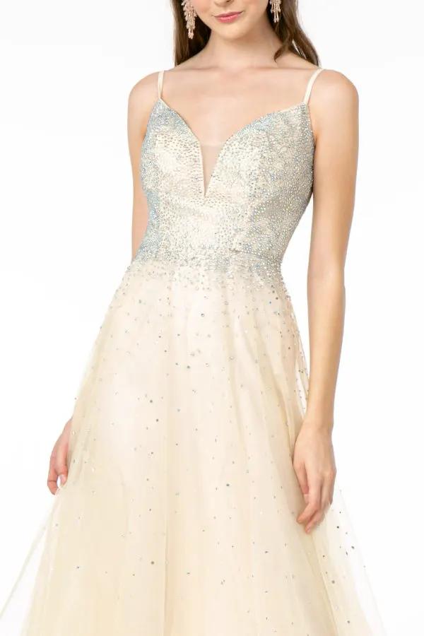 Ravishing Bead Embellished Plunging Neck Long Dress from Elizabeth K by Tux-USA