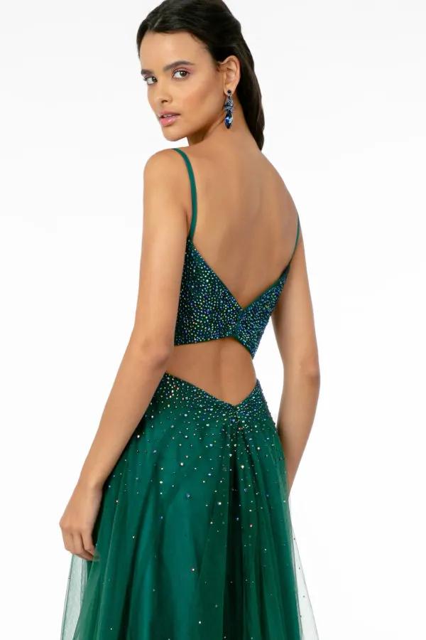 Ravishing Bead Embellished Plunging Neck Long Dress from Elizabeth K by Tux-USA