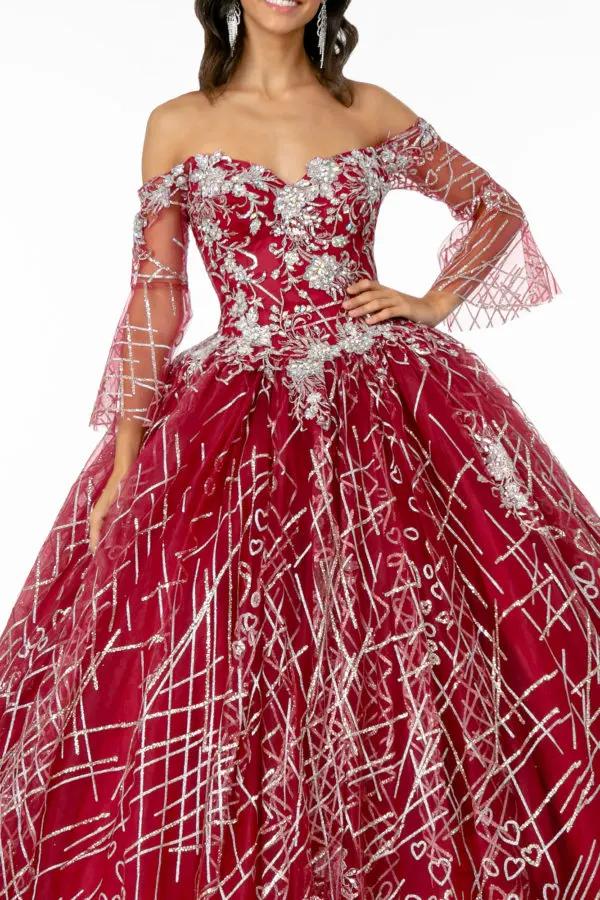 Sweetheart Neckline Glitter Mesh Quinceanera Dress by Tux-USA