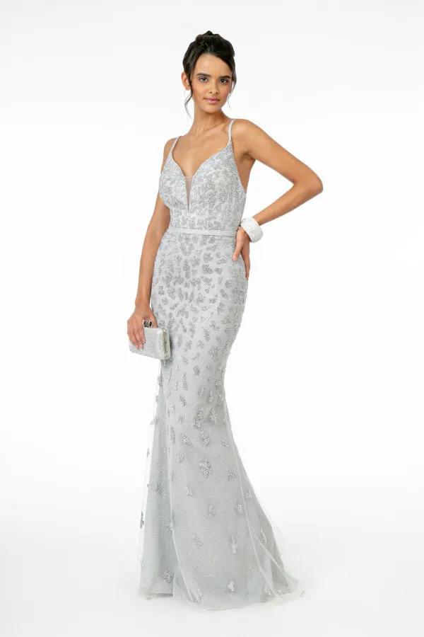 Glitter Mesh Mermaid Long Dress by Tux-USA