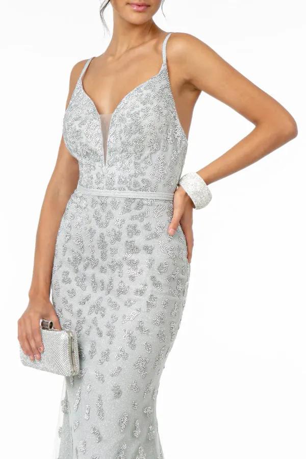 Glitter Mesh Mermaid Long Dress by Tux-USA
