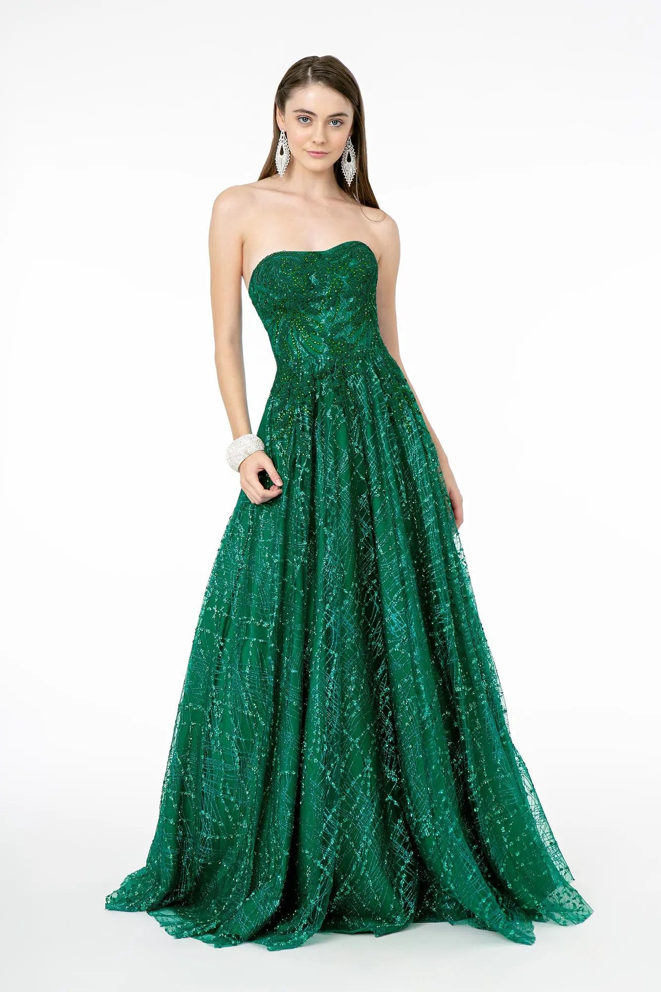 Glitter Mesh A-Line Long Dress by Tux-USA