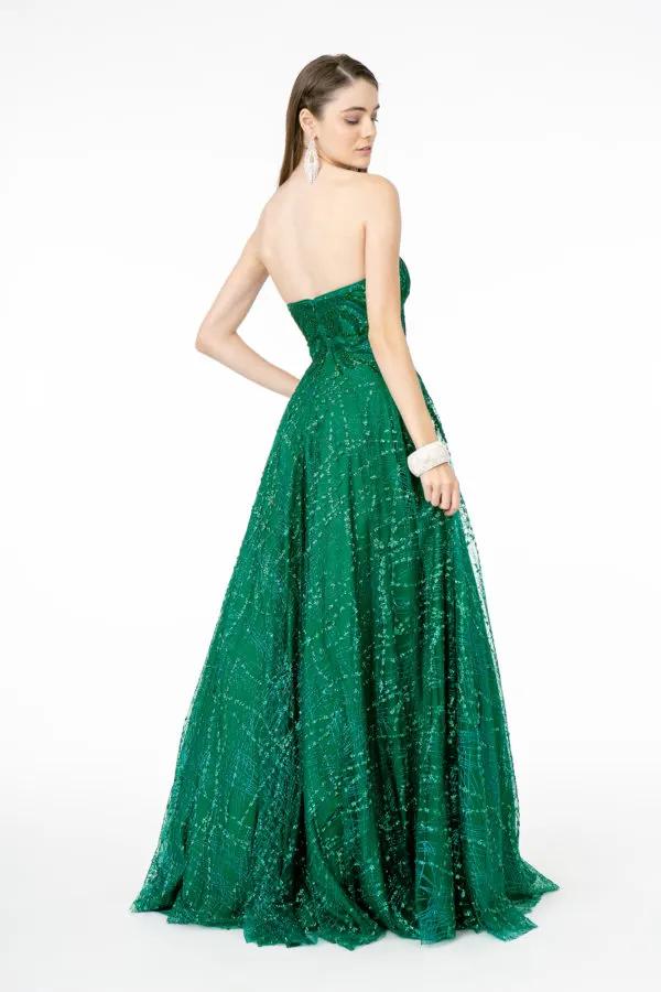 Glitter Mesh A-Line Long Dress by Tux-USA