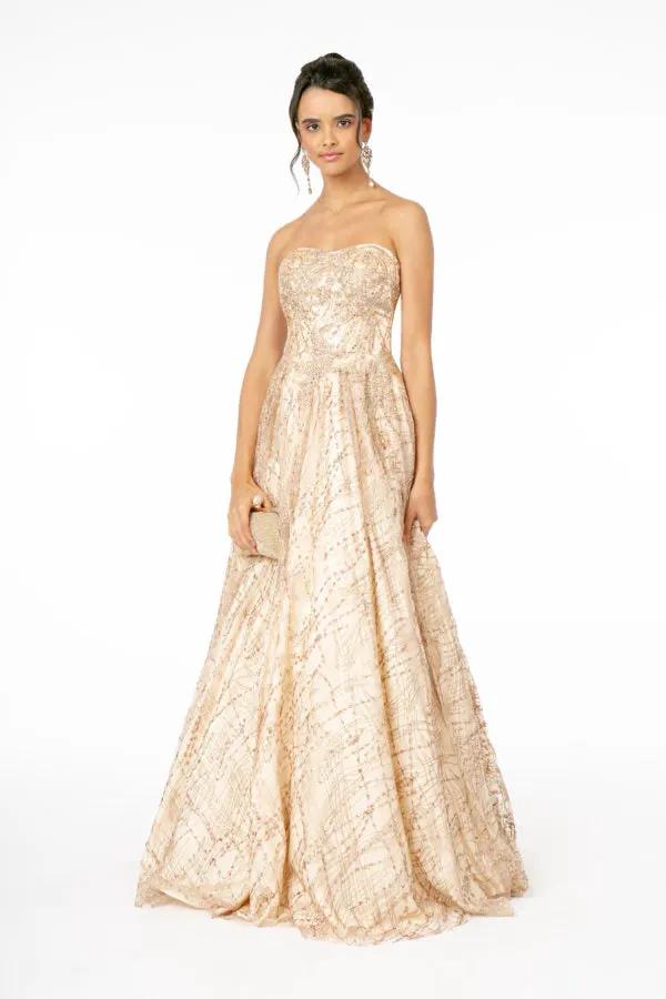 Glitter Mesh A-Line Long Dress by Tux-USA