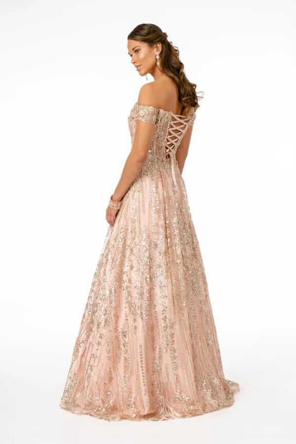 Embroidered Bodice Sequin and Glitter Embellished A-Line Dress by Tux-USA