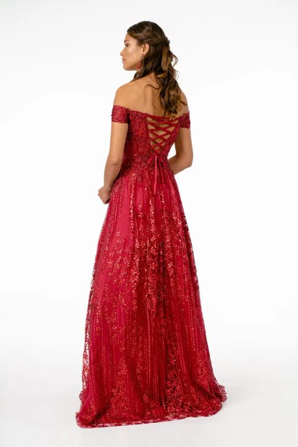 Embroidered Bodice Sequin and Glitter Embellished A-Line Dress by Tux-USA