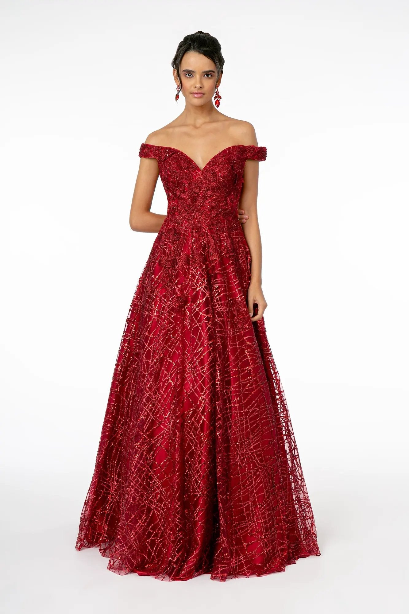 Embroidered Sequin & Glitter Embellished Mesh A-Line Dress by Tux-USA