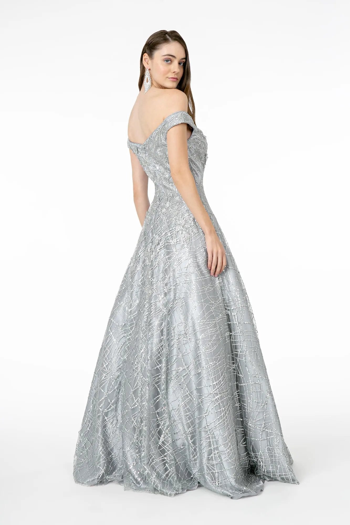Embroidered Sequin & Glitter Embellished Mesh A-Line Dress by Tux-USA