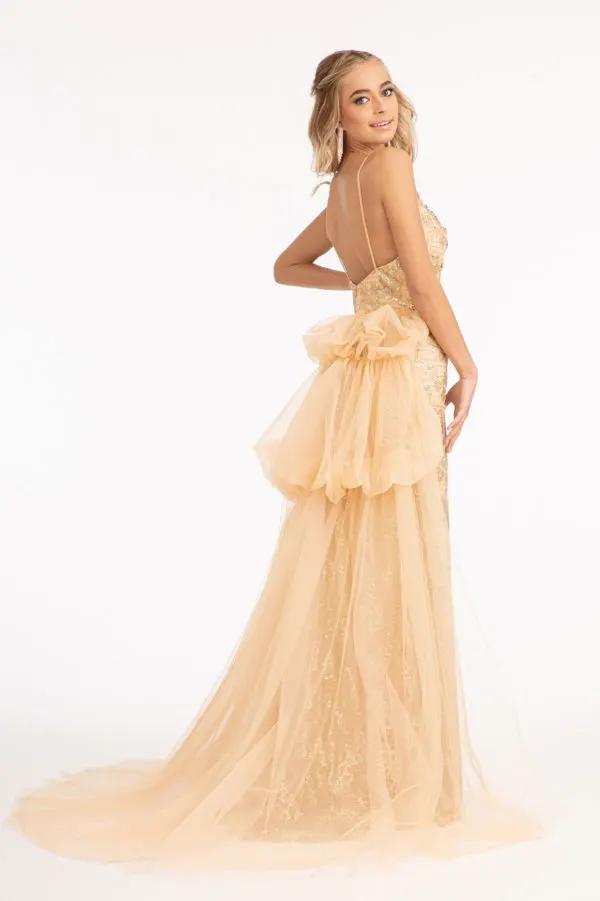 Glitter Embellished Mesh Mermaid Dress w/ Jewel Embellishment and Detached Layer by Tux-USA