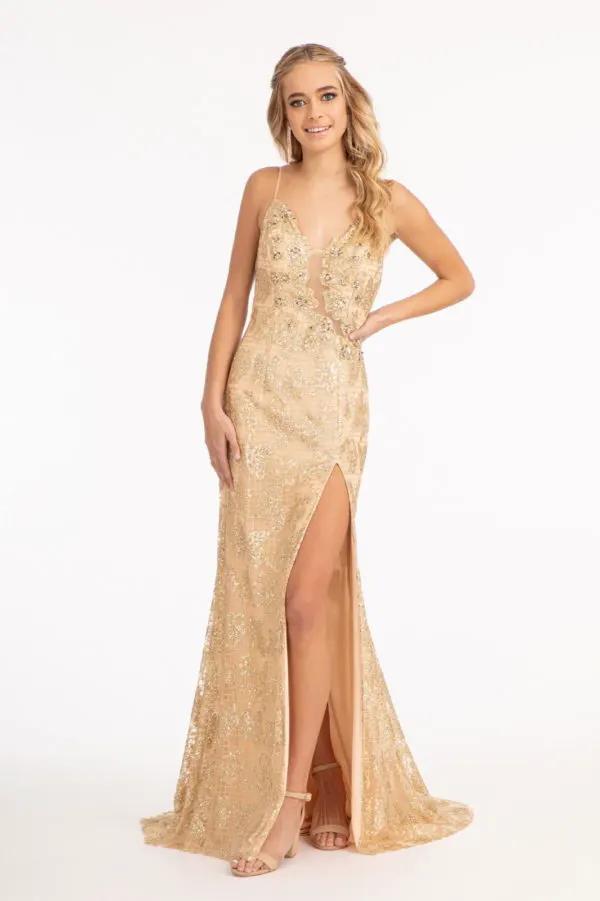 Glitter Embellished Mesh Mermaid Dress w/ Jewel Embellishment and Detached Layer by Tux-USA
