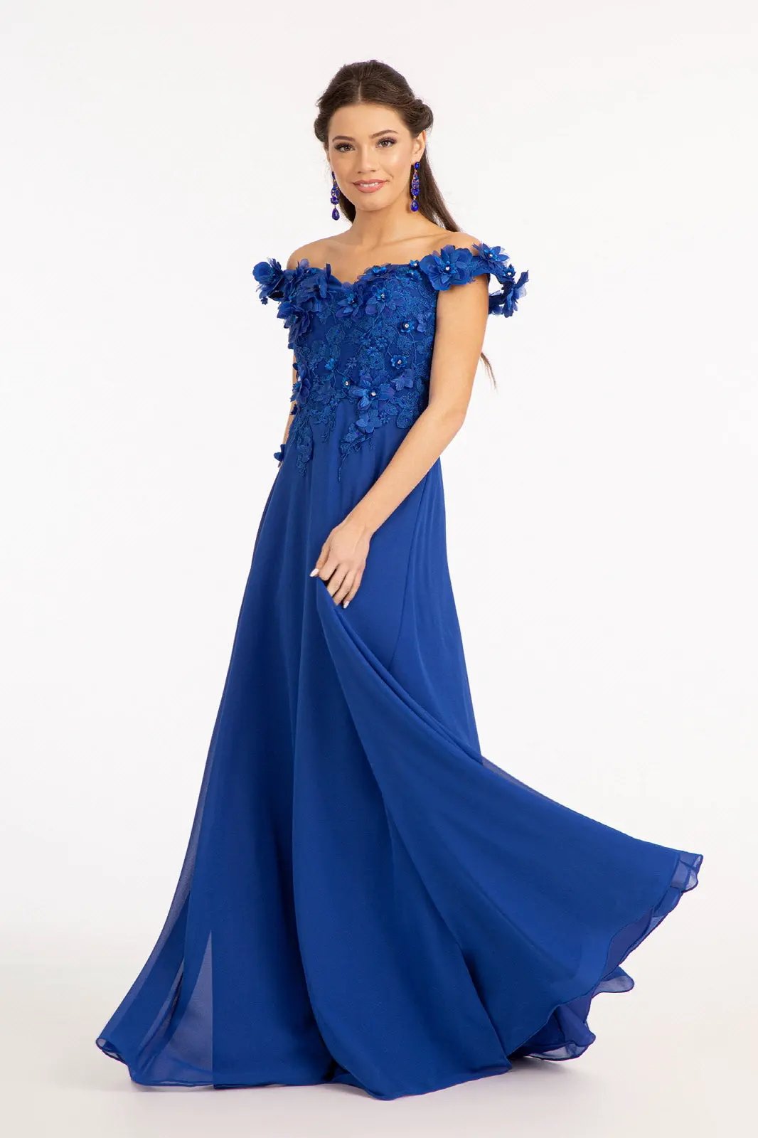 Sublime Off-shoulder Floral Neckline A-line Maxi Dress from Elizabeth K by Tux-USA