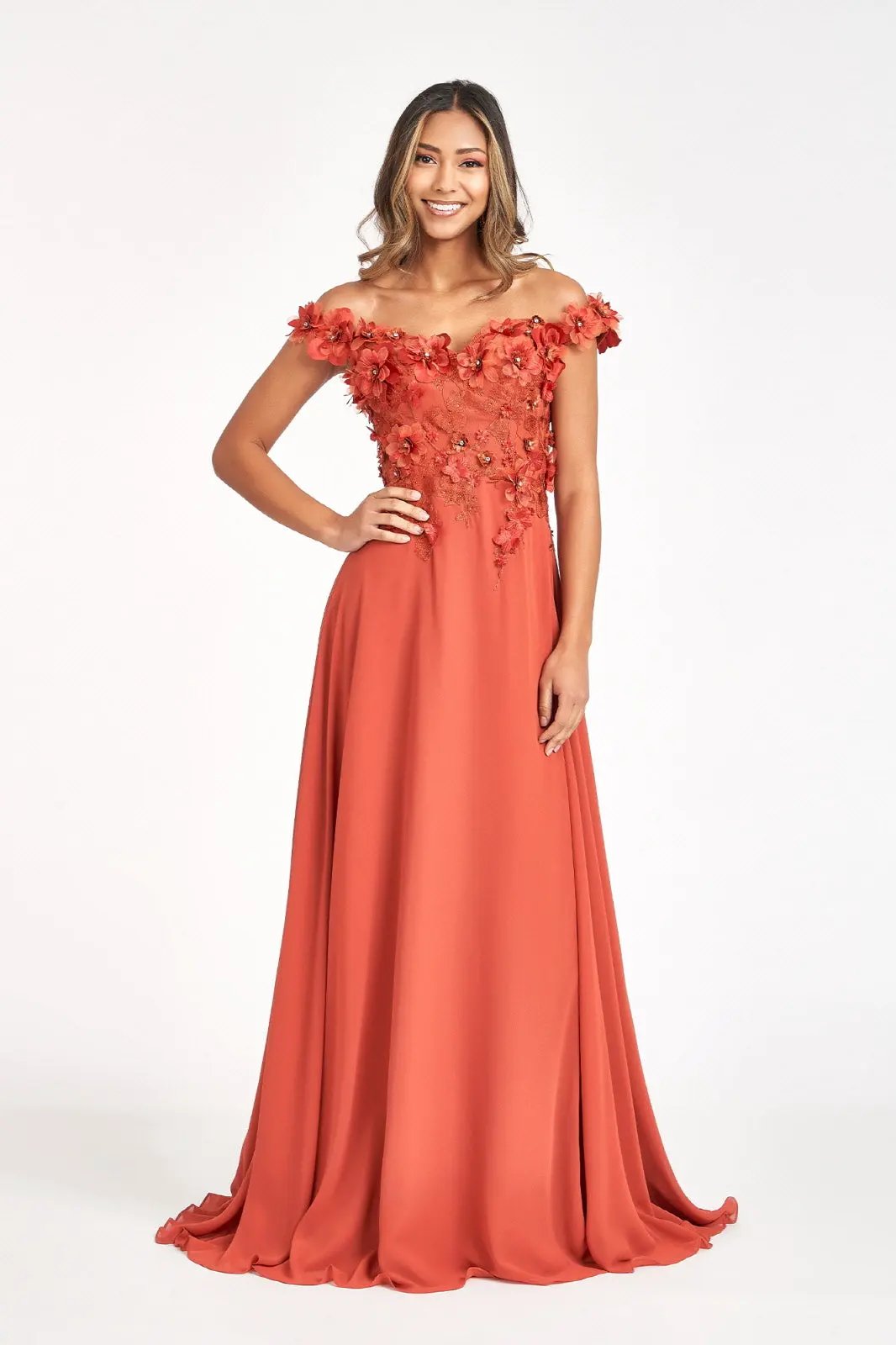 Sublime Off-shoulder Floral Neckline A-line Maxi Dress from Elizabeth K by Tux-USA
