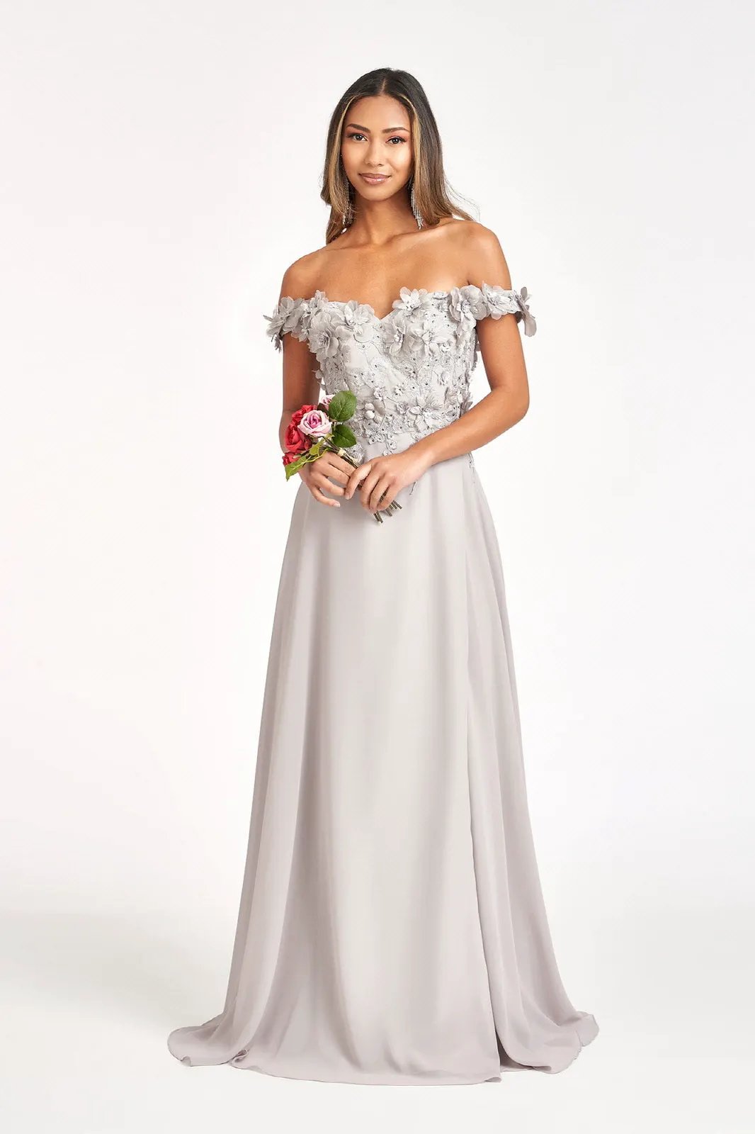 Sublime Off-shoulder Floral Neckline A-line Maxi Dress from Elizabeth K by Tux-USA