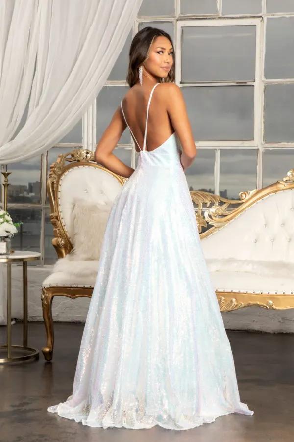 Illusion Sweetheart Sequin A-line Dress w/ Side Slit by Tux-USA