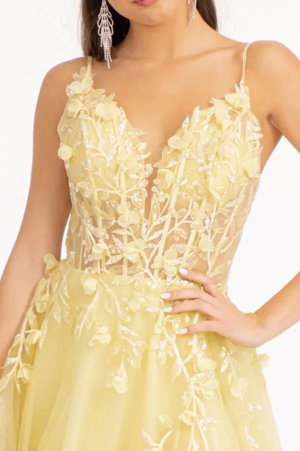 3-D Flower Applique Glitter Mesh A-line Dress w/ Embroidery and Sequin by Tux-USA