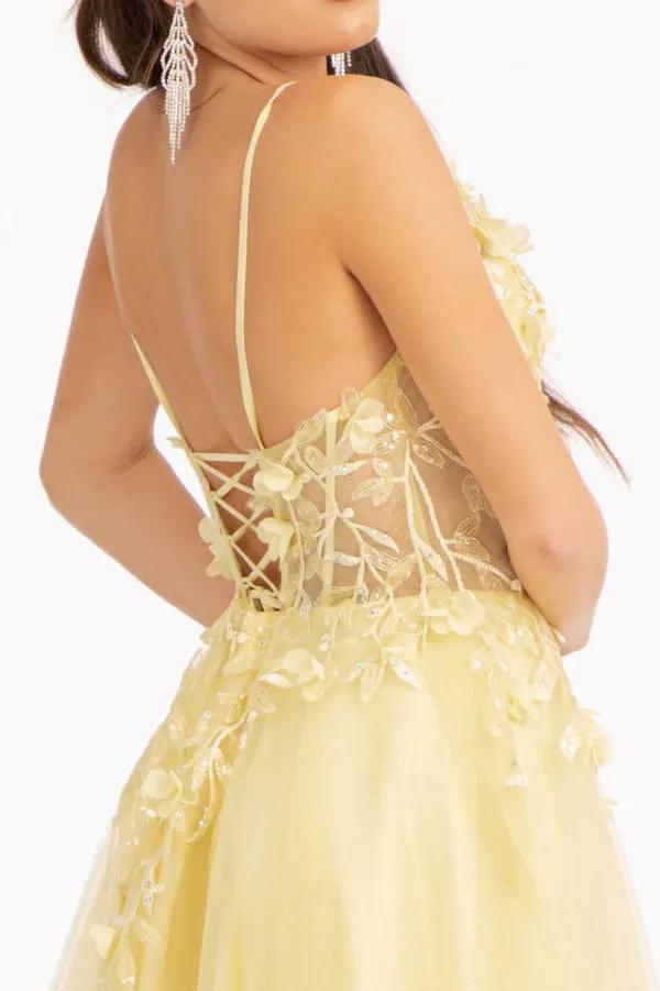 3-D Flower Applique Glitter Mesh A-line Dress w/ Embroidery and Sequin by Tux-USA