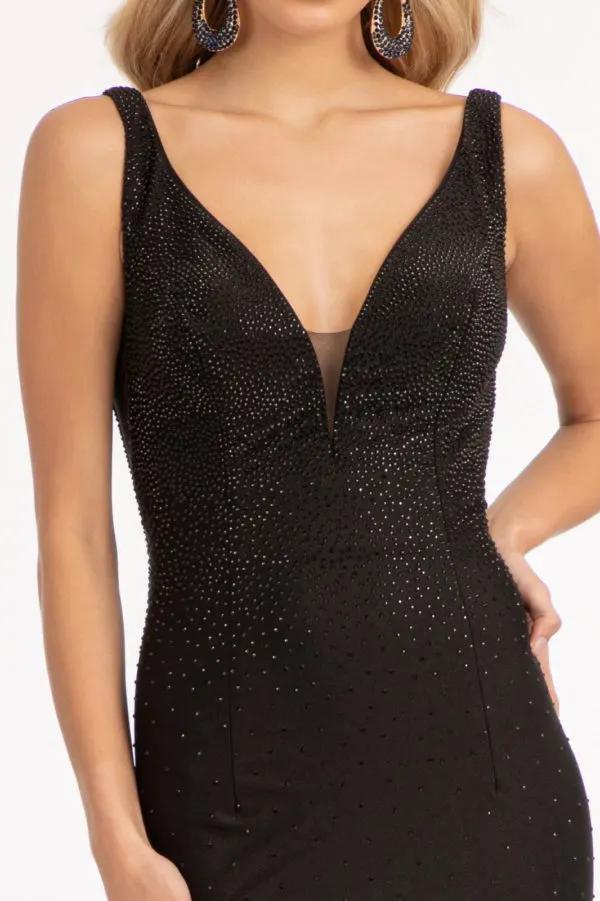 Beads Embellished Jersey Mermaid Dress w/ Open Back and Sheer Sides by Tux-USA
