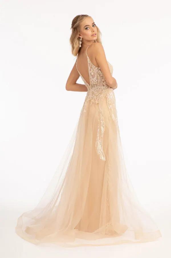 Sheer Bodice Mesh Mermaid Dress w/ Detached Layer on Waist by Tux-USA