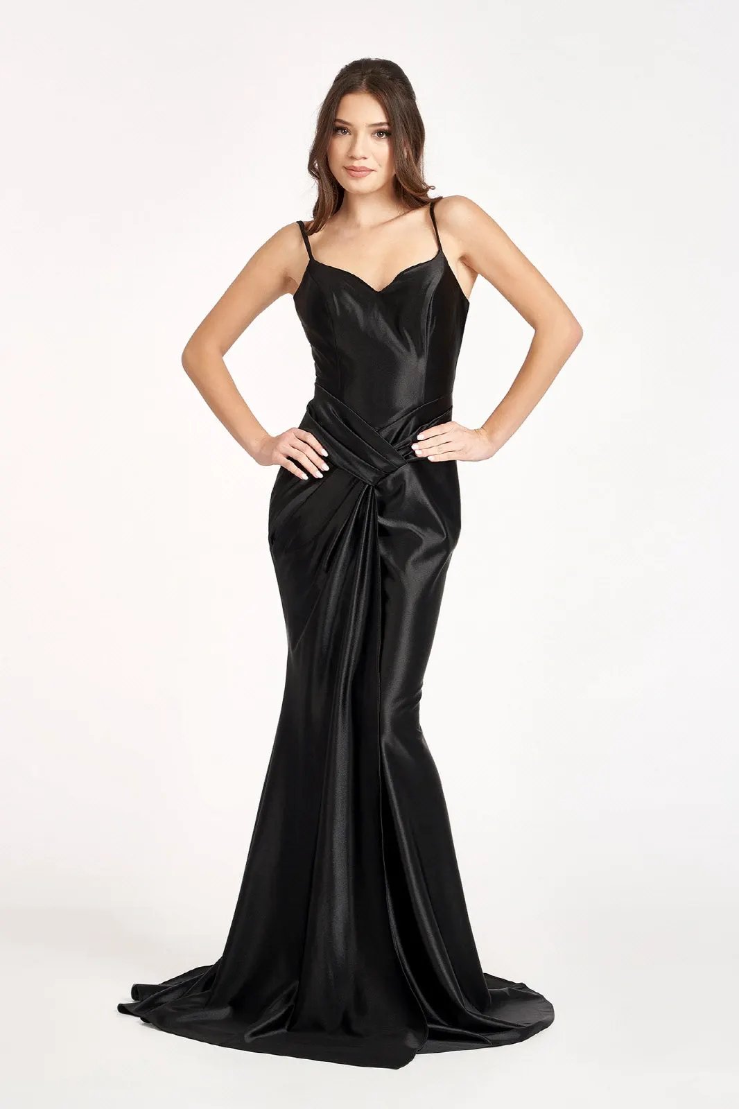 Sweetheart Satin Mermaid Dress w/ Open Back and Side Gathered Waistline by Tux-USA