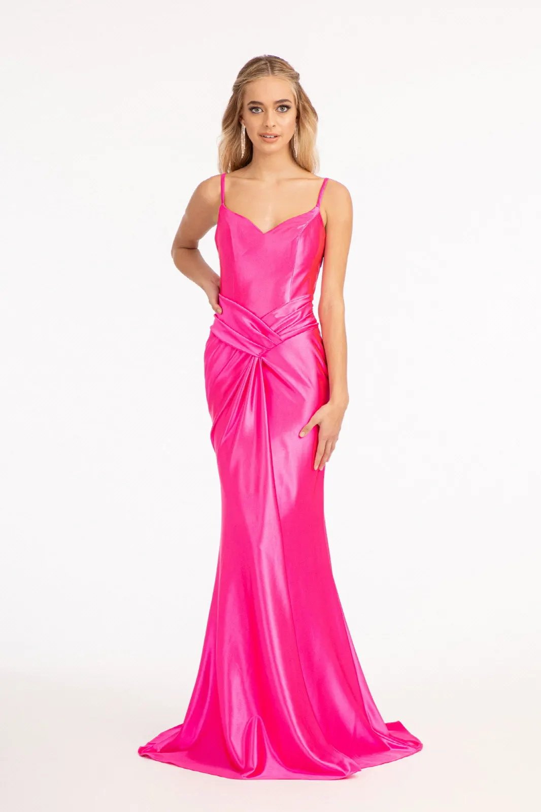 Sweetheart Satin Mermaid Dress w/ Open Back and Side Gathered Waistline by Tux-USA