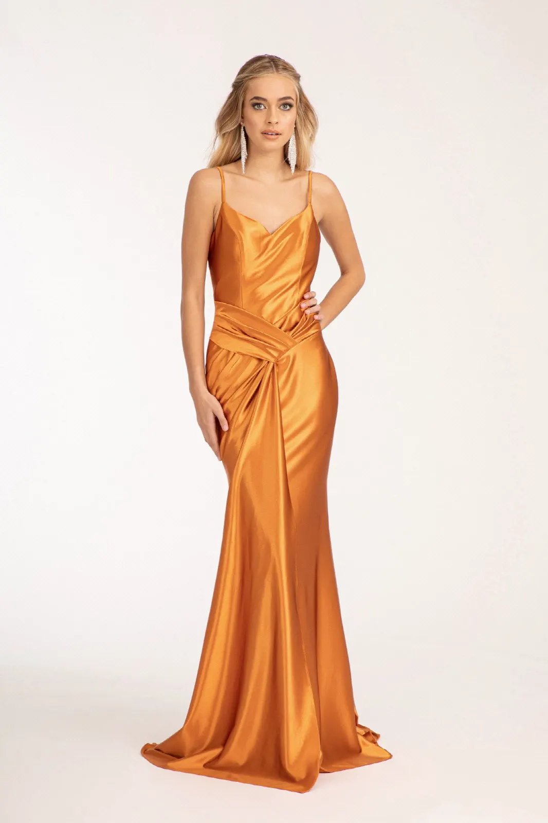 Sweetheart Satin Mermaid Dress w/ Open Back and Side Gathered Waistline by Tux-USA