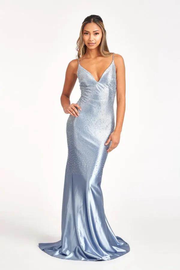 Sweetheart Beads Embellished Satin Mermaid Dress by Tux-USA