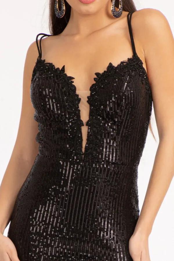 Sequin Embellished Embroidered Mermaid Dress w/ Cut-out Back and Slit by Tux-USA
