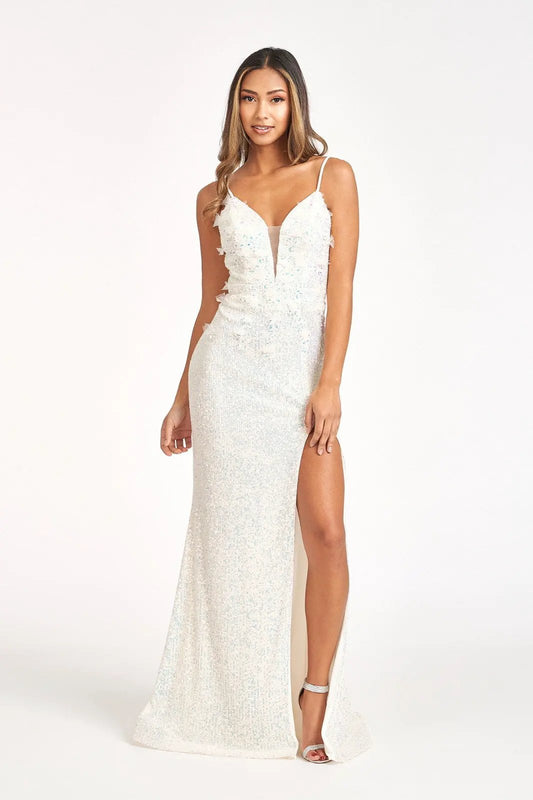 Sequin Embellished Embroidered Mermaid Dress w/ Side Slit by Tux-USA