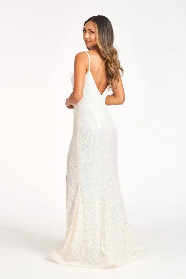 Sequin Embellished Embroidered Mermaid Dress w/ Side Slit by Tux-USA