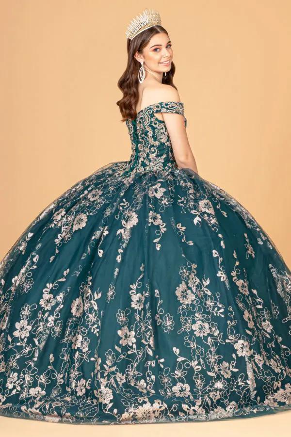 Embroidered Off Shoulder Mesh Quinceanera Dress w/ Separate Long Sleeves by Tux-USA
