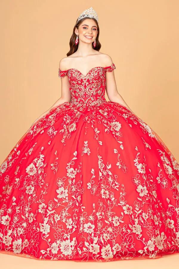 Embroidered Off Shoulder Mesh Quinceanera Dress w/ Separate Long Sleeves by Tux-USA