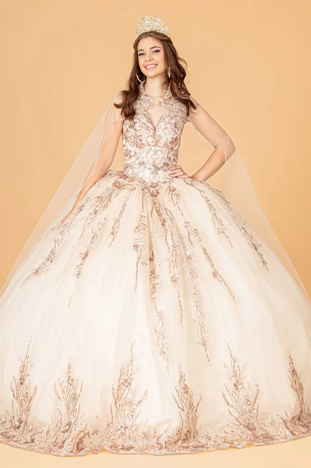 Sequin Glitter Embellished Quinceanera Dress w/ Corset Back by Tux-USA