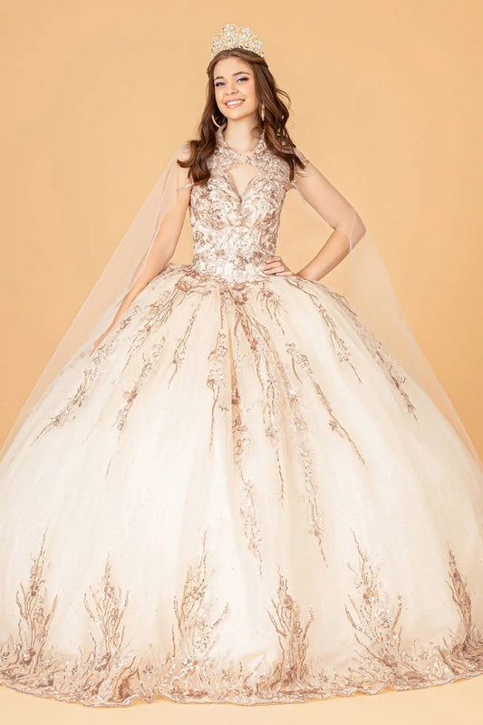Sequin Glitter Embellished Quinceanera Dress w/ Corset Back by Tux-USA