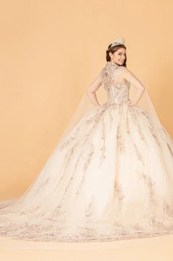 Sequin Glitter Embellished Quinceanera Dress w/ Corset Back by Tux-USA