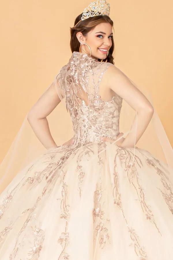 Sequin Glitter Embellished Quinceanera Dress w/ Corset Back by Tux-USA