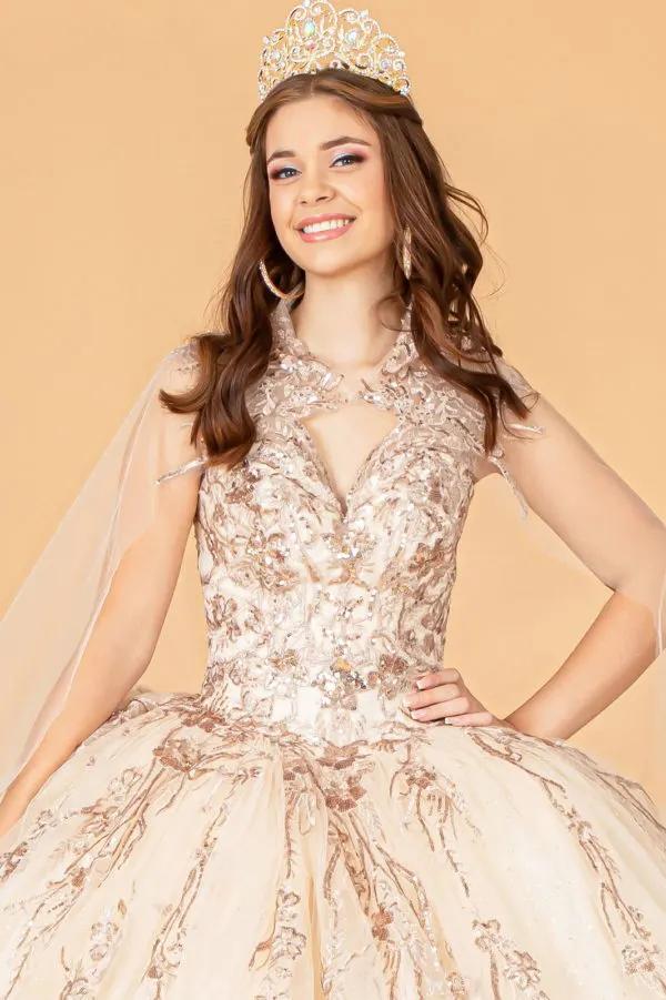 Sequin Glitter Embellished Quinceanera Dress w/ Corset Back by Tux-USA