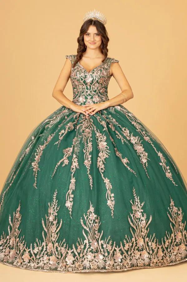 Sequin Glitter Embellished Quinceanera Dress w/ Corset Back by Tux-USA