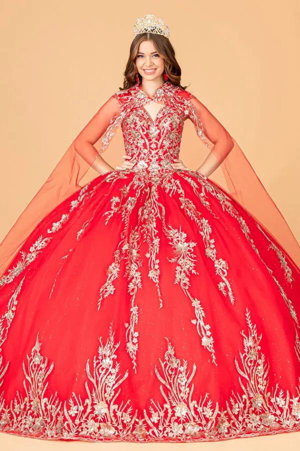 Sequin Glitter Embellished Quinceanera Dress w/ Corset Back by Tux-USA