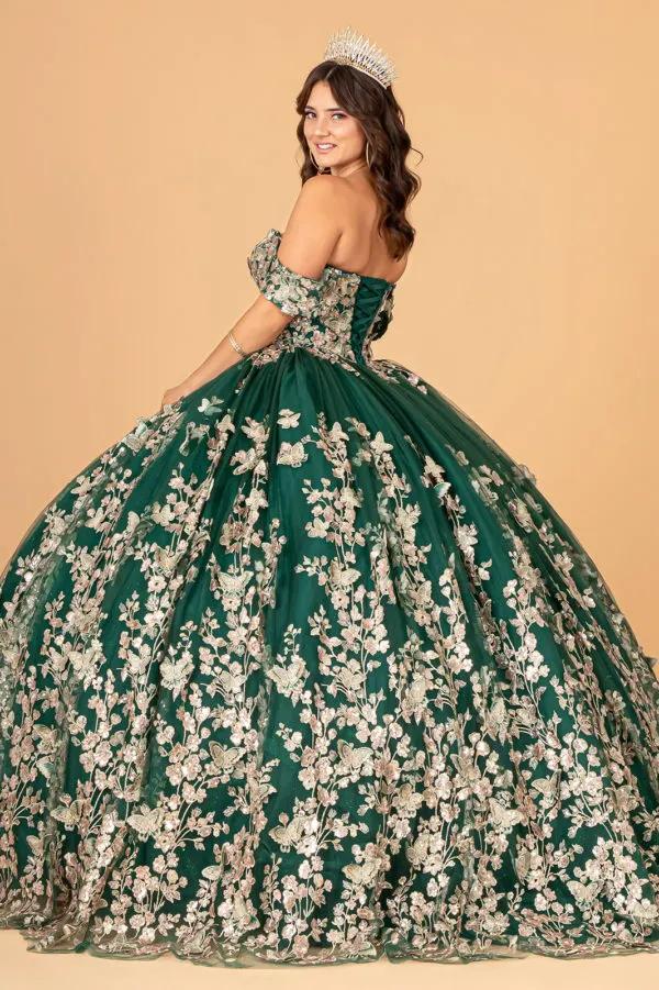 3-D Butterfly Applique Sweetheart Quinceanera Dress w/ Corset Back by Tux-USA