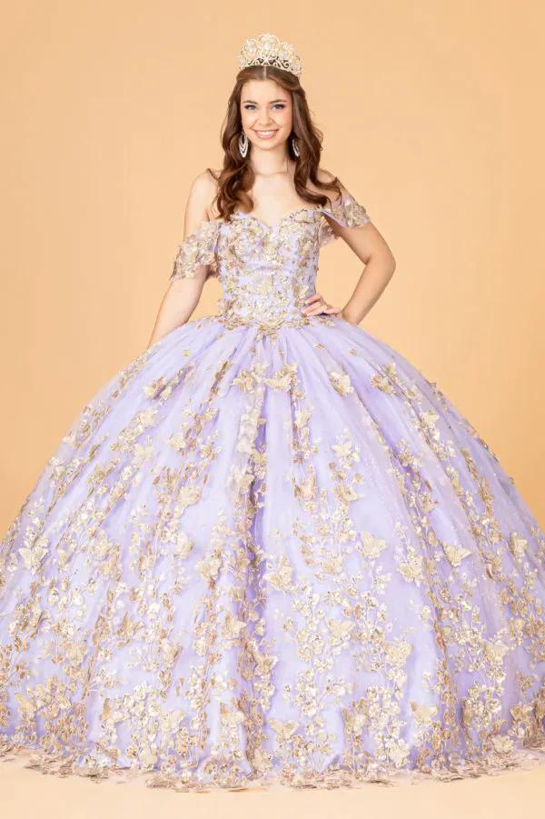 3-D Butterfly Applique Sweetheart Quinceanera Dress w/ Corset Back by Tux-USA