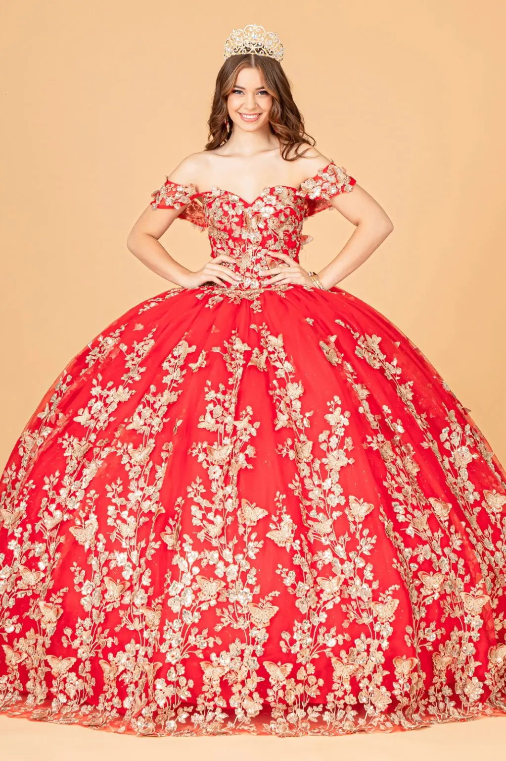 3-D Butterfly Applique Sweetheart Quinceanera Dress w/ Corset Back by Tux-USA