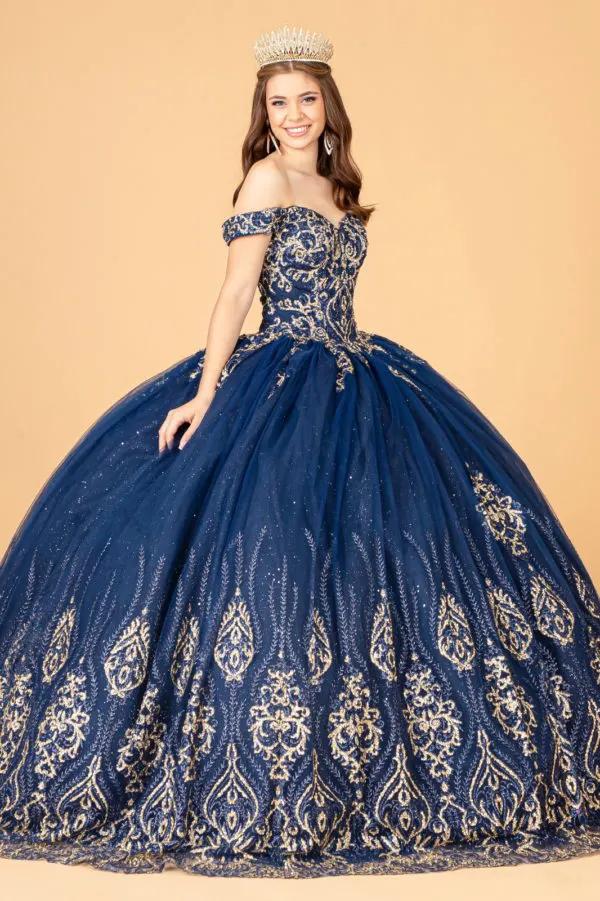 Glitter Mesh Quinceanera Dress w/ Sequin and Beads by Tux-USA