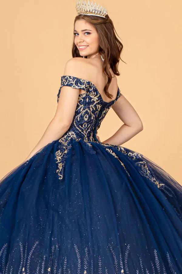 Glitter Mesh Quinceanera Dress w/ Sequin and Beads by Tux-USA