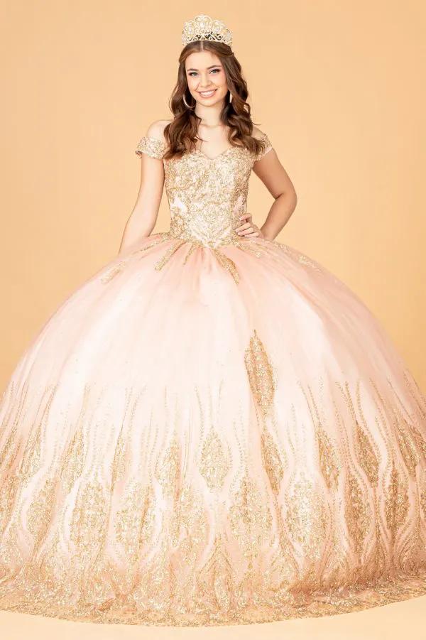 Glitter Mesh Quinceanera Dress w/ Sequin and Beads by Tux-USA